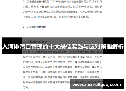 入河排污口管理的十大最佳实践与应对策略解析
