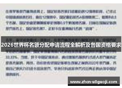 2026世界杯名额分配申请流程全解析及各国资格要求