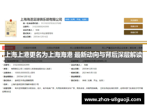 上海上港更名为上海海港 最新动向与背后深层解读