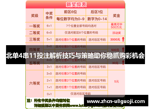 北单4串11投注解析技巧与策略助你稳抓购彩机会